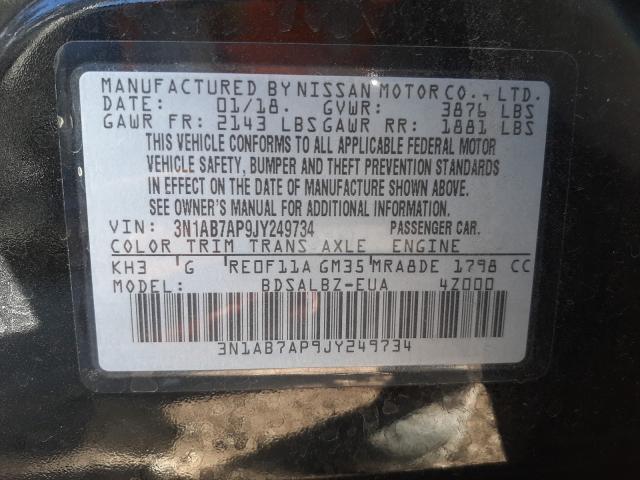 Photo 9 VIN: 3N1AB7AP9JY249734 - NISSAN SENTRA S 