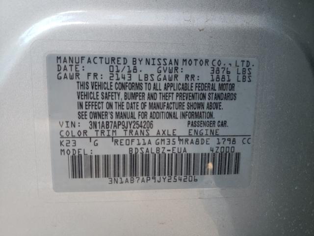 Photo 9 VIN: 3N1AB7AP9JY254206 - NISSAN SENTRA S 