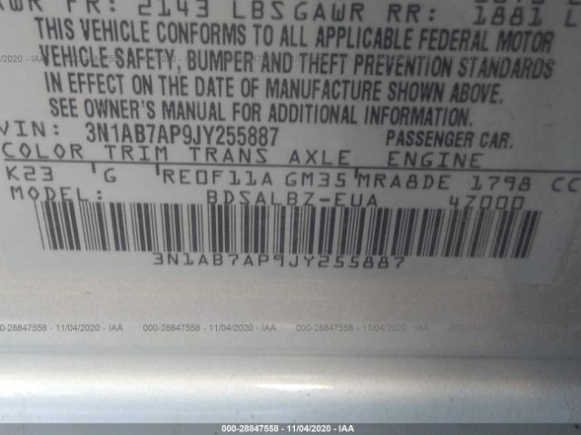 Photo 8 VIN: 3N1AB7AP9JY255887 - NISSAN SENTRA 