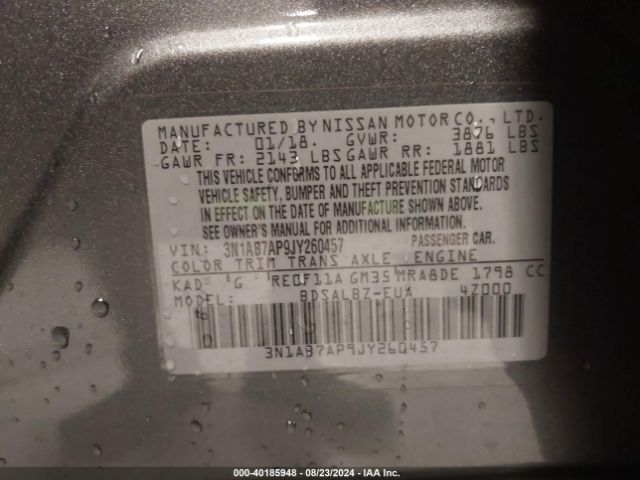 Photo 8 VIN: 3N1AB7AP9JY260457 - NISSAN SENTRA 