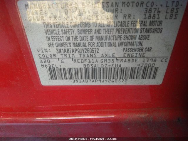 Photo 8 VIN: 3N1AB7AP9JY260572 - NISSAN SENTRA 