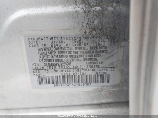 Photo 8 VIN: 3N1AB7AP9JY265903 - NISSAN SENTRA 