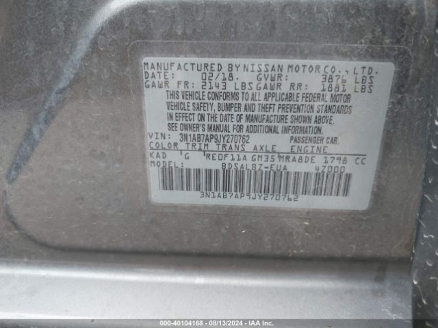 Photo 8 VIN: 3N1AB7AP9JY270762 - NISSAN SENTRA 