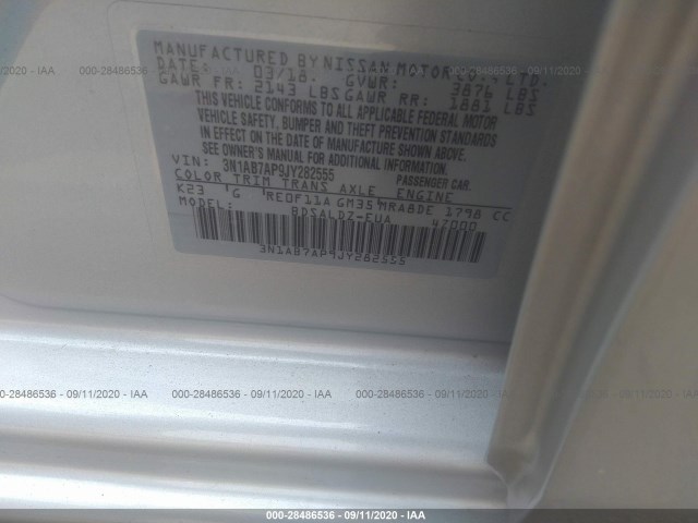 Photo 8 VIN: 3N1AB7AP9JY282555 - NISSAN SENTRA 