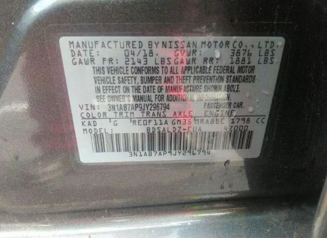 Photo 8 VIN: 3N1AB7AP9JY296794 - NISSAN SENTRA 