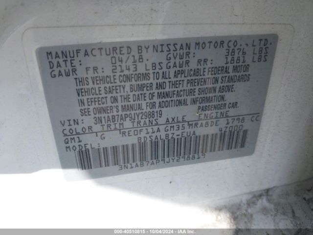 Photo 8 VIN: 3N1AB7AP9JY298819 - NISSAN SENTRA 