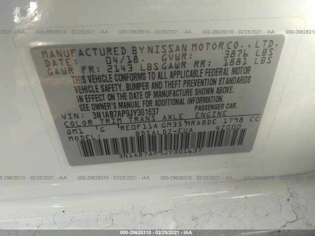 Photo 8 VIN: 3N1AB7AP9JY301637 - NISSAN SENTRA 