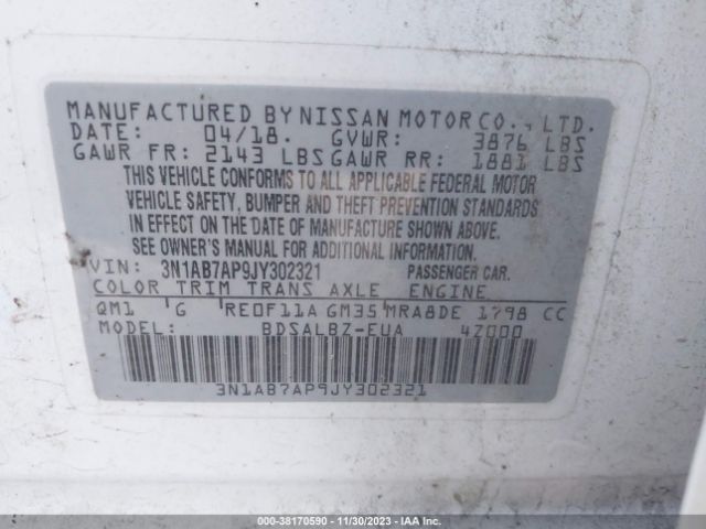 Photo 8 VIN: 3N1AB7AP9JY302321 - NISSAN SENTRA 