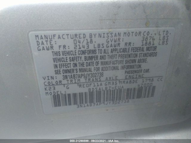 Photo 8 VIN: 3N1AB7AP9JY302738 - NISSAN SENTRA 