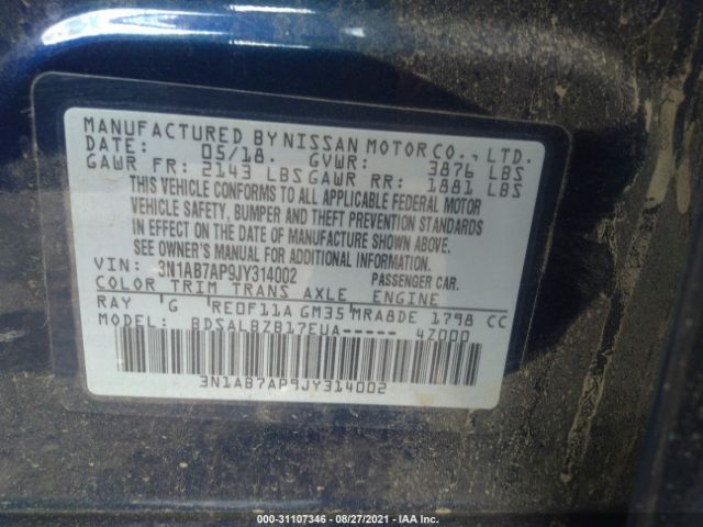 Photo 8 VIN: 3N1AB7AP9JY314002 - NISSAN SENTRA 