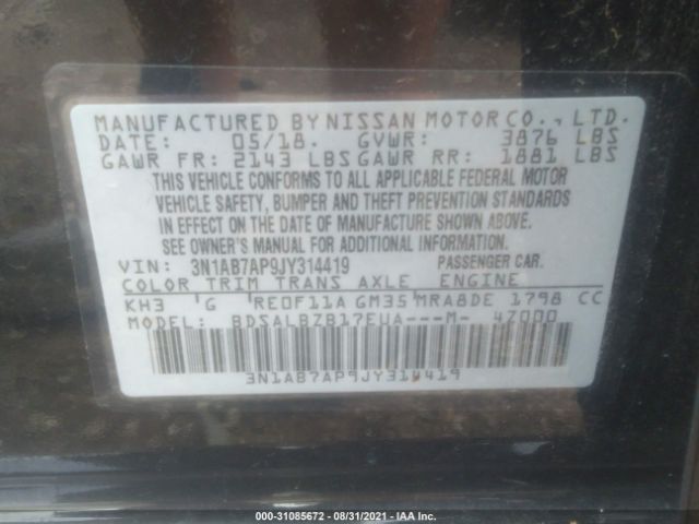 Photo 8 VIN: 3N1AB7AP9JY314419 - NISSAN SENTRA 