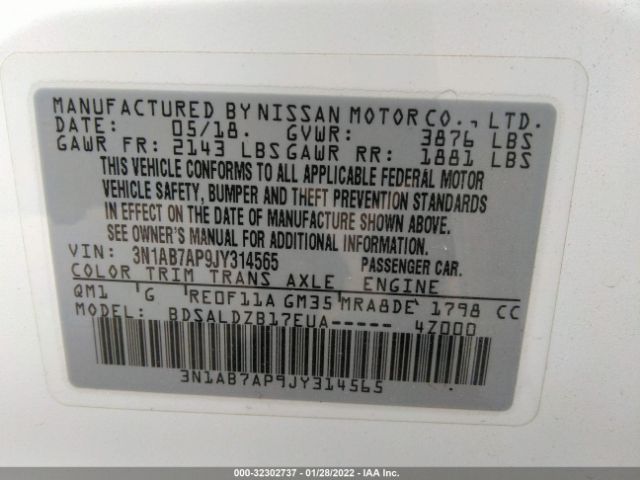 Photo 8 VIN: 3N1AB7AP9JY314565 - NISSAN SENTRA 