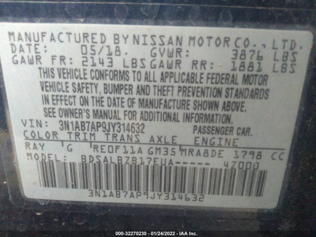 Photo 8 VIN: 3N1AB7AP9JY314632 - NISSAN SENTRA 