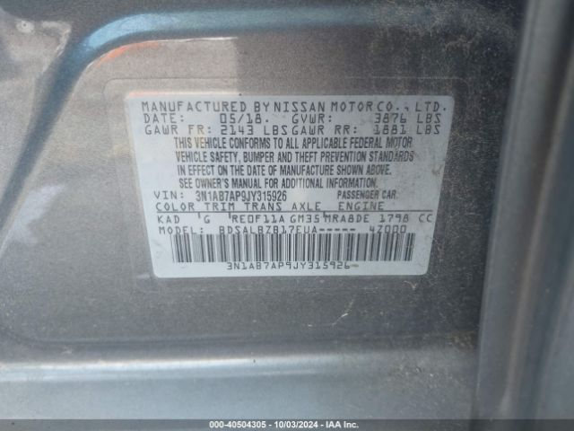 Photo 8 VIN: 3N1AB7AP9JY315926 - NISSAN SENTRA 