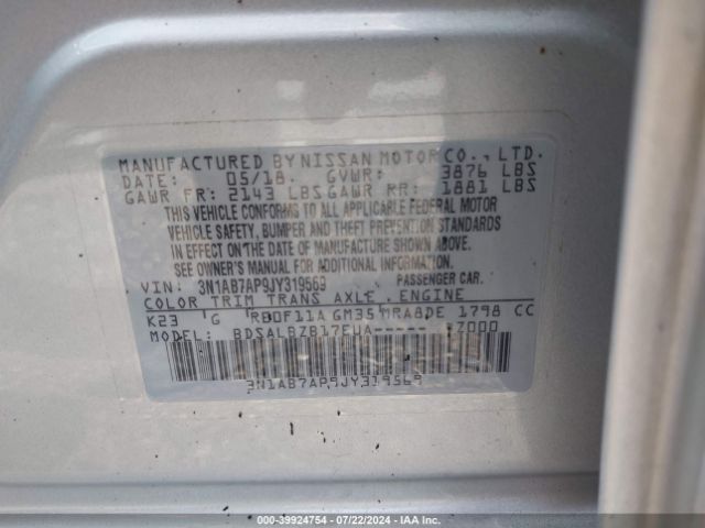 Photo 8 VIN: 3N1AB7AP9JY319569 - NISSAN SENTRA 