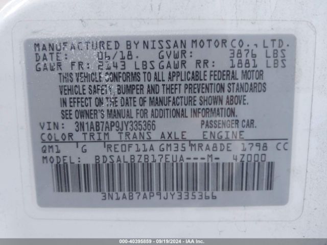 Photo 8 VIN: 3N1AB7AP9JY335366 - NISSAN SENTRA 