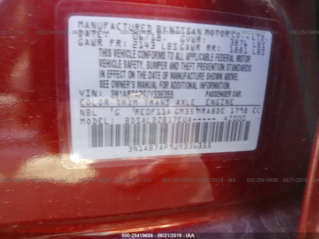 Photo 8 VIN: 3N1AB7AP9JY336355 - NISSAN SENTRA 