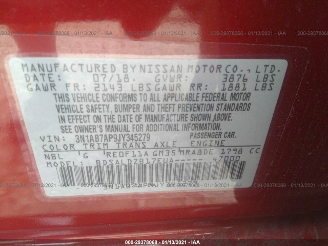 Photo 8 VIN: 3N1AB7AP9JY345279 - NISSAN SENTRA 