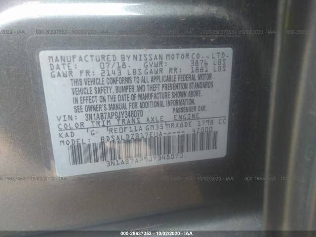 Photo 8 VIN: 3N1AB7AP9JY348070 - NISSAN SENTRA 