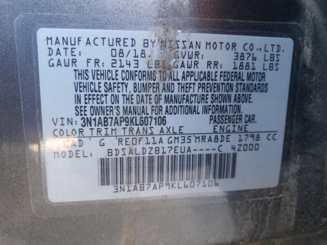 Photo 9 VIN: 3N1AB7AP9KL607106 - NISSAN SENTRA S 