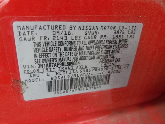 Photo 11 VIN: 3N1AB7AP9KL609664 - NISSAN SENTRA S 