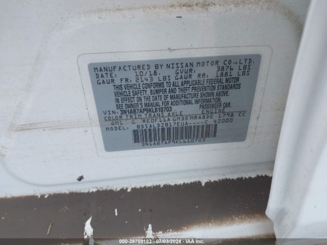 Photo 8 VIN: 3N1AB7AP9KL610703 - NISSAN SENTRA 