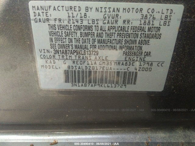 Photo 8 VIN: 3N1AB7AP9KL613729 - NISSAN SENTRA 