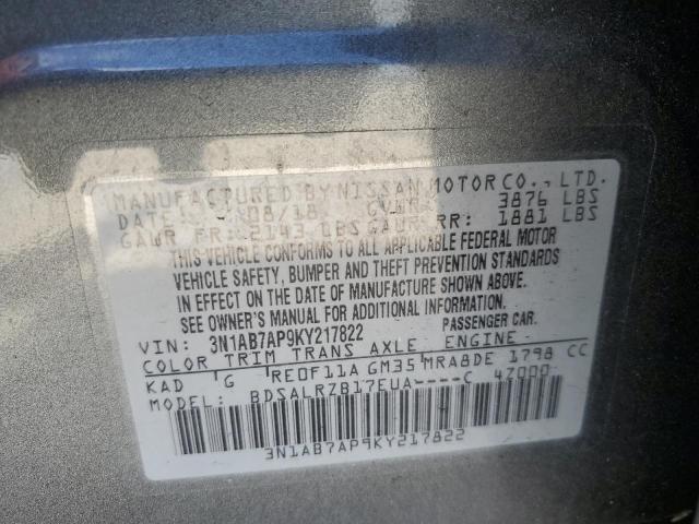 Photo 11 VIN: 3N1AB7AP9KY217822 - NISSAN SENTRA S 