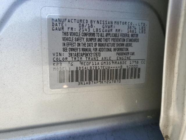 Photo 12 VIN: 3N1AB7AP9KY217870 - NISSAN SENTRA 