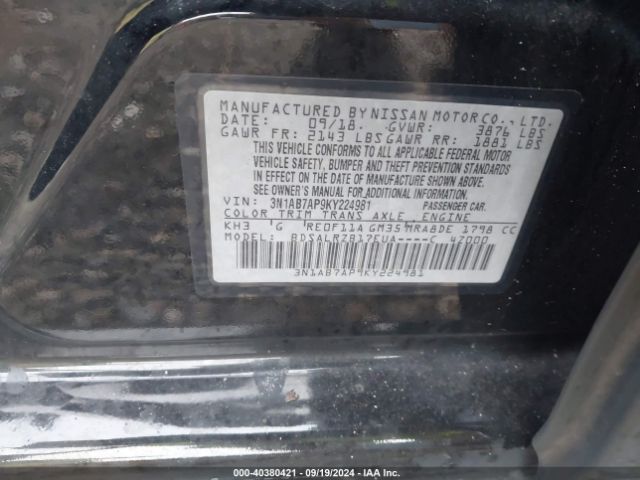 Photo 8 VIN: 3N1AB7AP9KY224981 - NISSAN SENTRA 