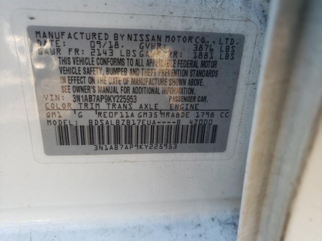 Photo 9 VIN: 3N1AB7AP9KY225953 - NISSAN SENTRA S 