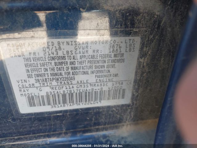 Photo 8 VIN: 3N1AB7AP9KY226049 - NISSAN SENTRA 