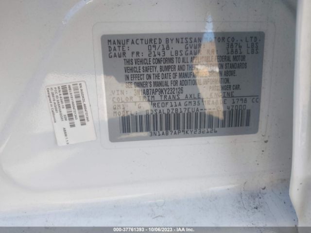 Photo 8 VIN: 3N1AB7AP9KY232126 - NISSAN SENTRA 