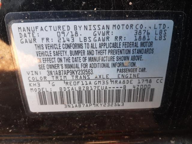 Photo 9 VIN: 3N1AB7AP9KY232563 - NISSAN SENTRA S 