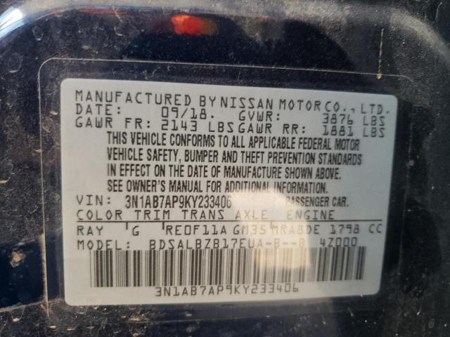 Photo 11 VIN: 3N1AB7AP9KY233406 - NISSAN SENTRA S 