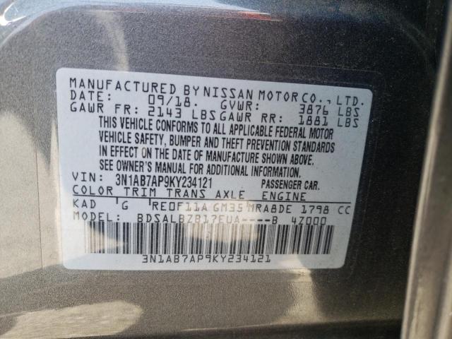 Photo 11 VIN: 3N1AB7AP9KY234121 - NISSAN SENTRA S 