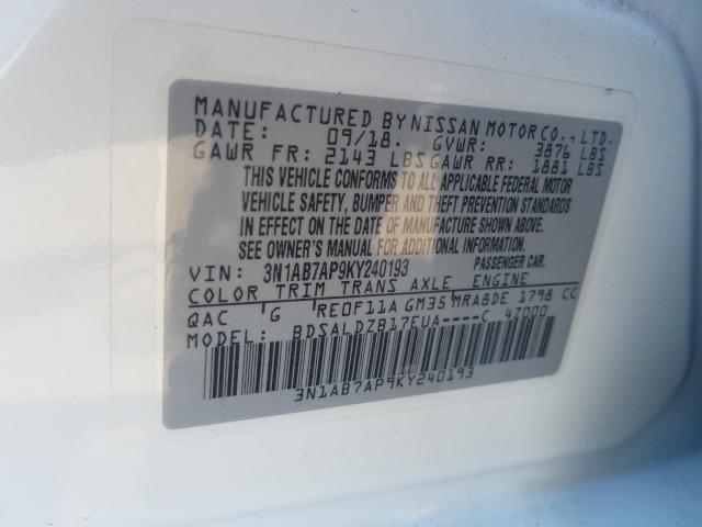 Photo 9 VIN: 3N1AB7AP9KY240193 - NISSAN SENTRA S 