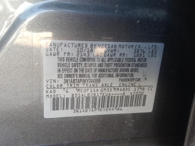 Photo 9 VIN: 3N1AB7AP9KY244986 - NISSAN SENTRA S 