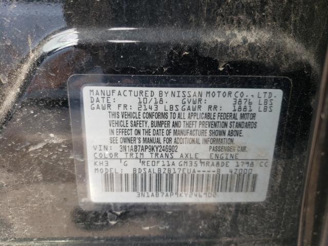 Photo 9 VIN: 3N1AB7AP9KY246902 - NISSAN SENTRA S 