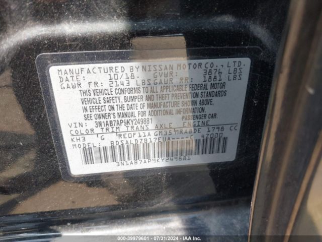 Photo 8 VIN: 3N1AB7AP9KY249881 - NISSAN SENTRA 