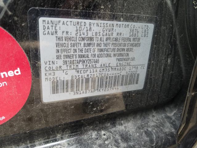 Photo 9 VIN: 3N1AB7AP9KY257446 - NISSAN SENTRA S 