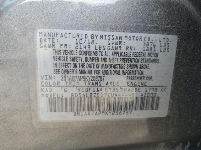 Photo 11 VIN: 3N1AB7AP9KY258757 - NISSAN SENTRA S 