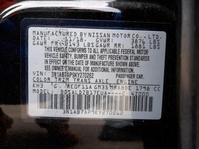 Photo 9 VIN: 3N1AB7AP9KY270262 - NISSAN SENTRA S 