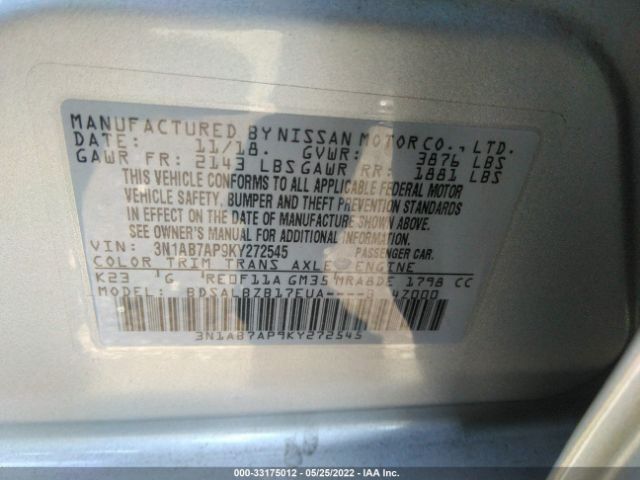 Photo 8 VIN: 3N1AB7AP9KY272545 - NISSAN SENTRA 