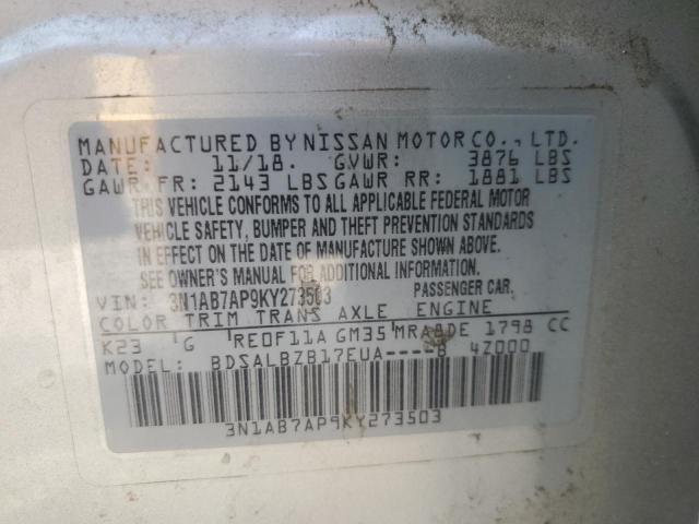 Photo 11 VIN: 3N1AB7AP9KY273503 - NISSAN SENTRA S 