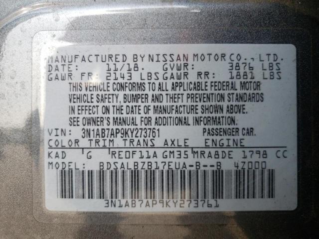 Photo 12 VIN: 3N1AB7AP9KY273761 - NISSAN SENTRA 