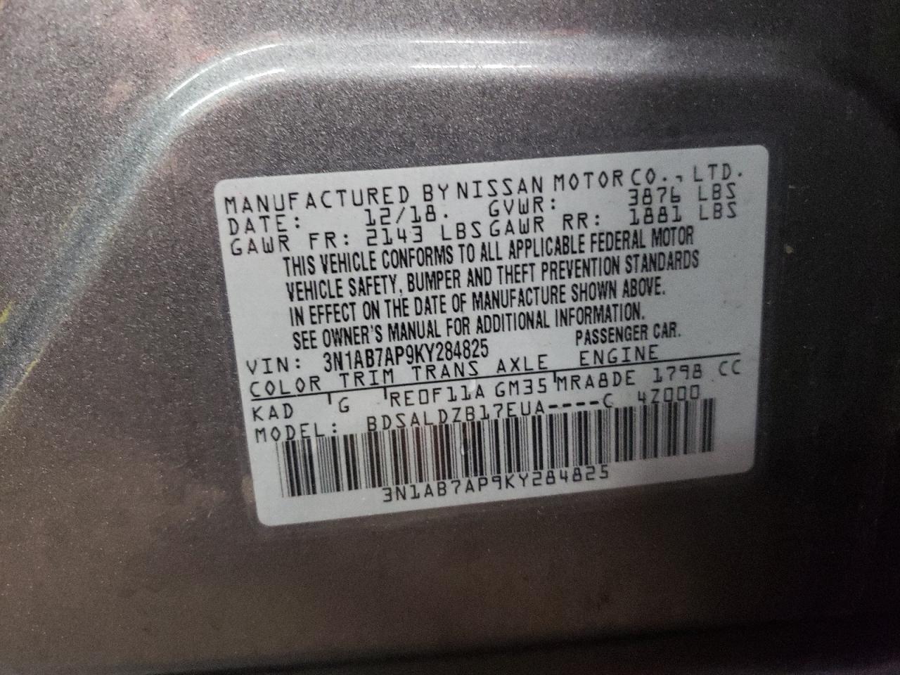 Photo 11 VIN: 3N1AB7AP9KY284825 - NISSAN SENTRA 