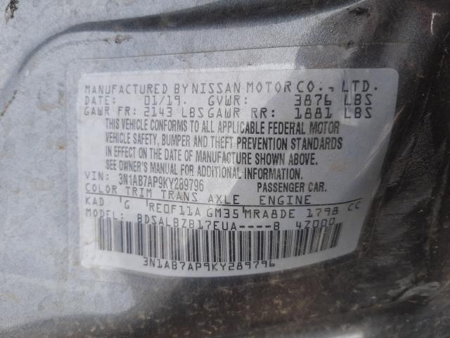 Photo 9 VIN: 3N1AB7AP9KY289796 - NISSAN SENTRA S 