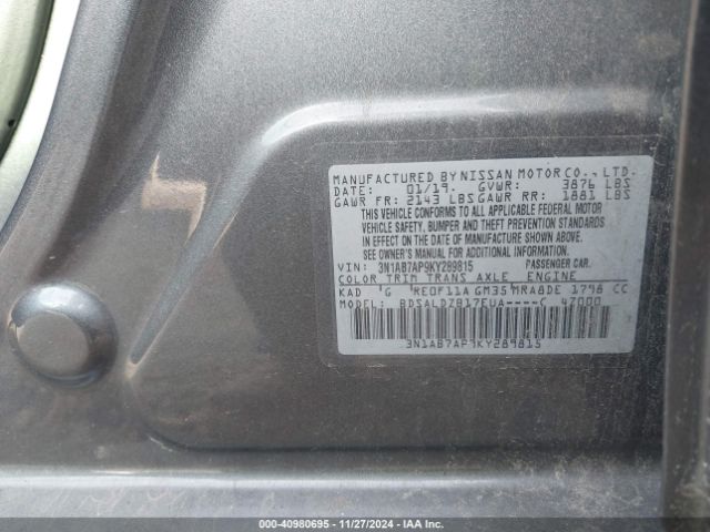 Photo 8 VIN: 3N1AB7AP9KY289815 - NISSAN SENTRA 