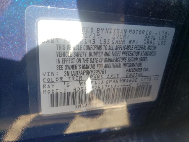 Photo 9 VIN: 3N1AB7AP9KY295761 - NISSAN SENTRA S 